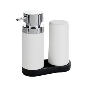Set s dva bijela spremnika za deterdžente s podmetačem Wenkoo Squeeze, 250 ml