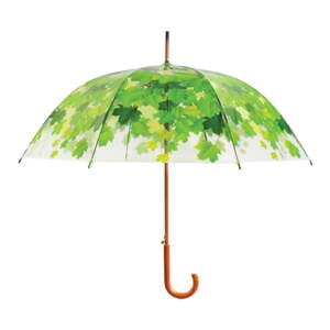 Prozirni kišobran od trske sa zelenim detaljima, otporan na vjetar Esschert Design Ambiance Birdcage Leaf, ⌀ 92,5 cm