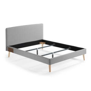 Sivi bračni krevet Kave Home Lydia, 160 x 200 cm
