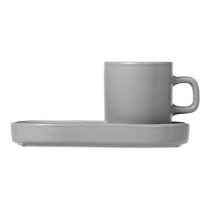 Set od 2 sive šalice za espresso s pladnjem Blomus Pilar