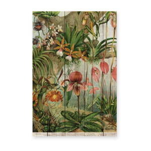 Zidni ukras od borovog drveta Madre Selva Jungle Flowers, 60 x 40 cm