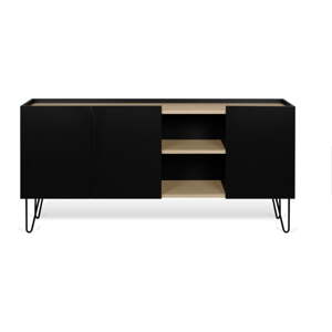 Crna komoda s 3 police i 3 vrata TemaHome Nina, 180 x 83 cm