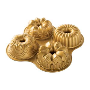 Kalup za 4 mini torte u zlatnoj boji Nordic Ware Minimix, 2,1 l