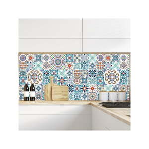 Set od 60 zidnih samoljepljivih naljepnica Ambiance Tiles Azulejos Antibes, 10 x 10 cm
