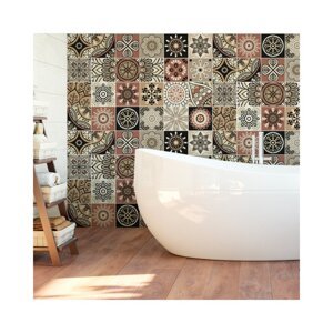 Set od 24 zidnih samoljepljivih naljepnica Ambiance Wall Stickers Tiles Piura, 10 x 10 cm