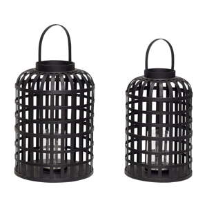 Set od 2 crne lucerne od bambusa Hübsch Bamboo Garo