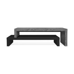 Crni dvostruki stalak za TV s detaljima od betona TemaHome Cliff, 125 x 40 cm