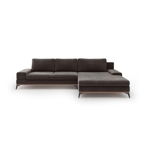 Tamnosmeđi baršunasti kutni kauč na razvlačenje Windsor & Co Sofas Astre, desni kut