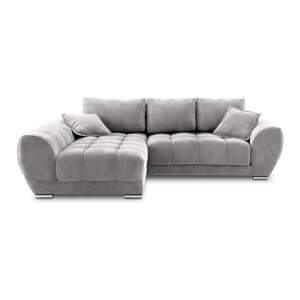 Svijetlosiva baršunasta kutna garnitura na razvlačenje Windsor & Co Sofas Nuage, lijevi kut