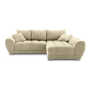 Bež baršunasta kutna garnitura na razvlačenje Windsor & Co Sofas Nuage, desni kut