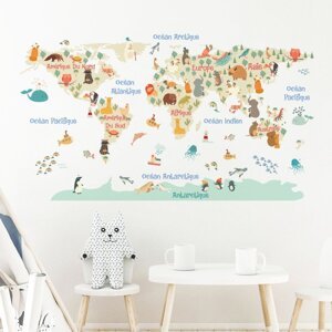 Karta za djecu 130x130 cm Pastel World Map – Ambiance