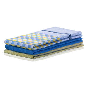 Set od tri pamučne plavo-žute kuhinjske krpe DecoKing Louie, 50 x 70 cm