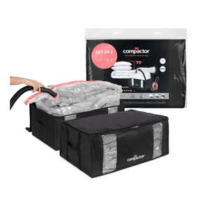 Vakuumske/ojačane tekstilne kutije za pohranu odjeće u setu 2 kom 65x45x27 cm Black Edition – Compactor