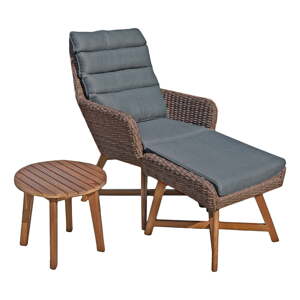Set smeđe vrtne stolice s podnožjem i stola Garden Pleasure Caliva