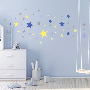Set od 50 zidnih samoljepljivih naljepnica Ambiance Stars Blue and Yellow