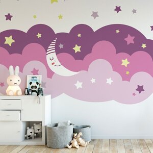 Zidna samoljepljiva naljepnica Ambiance Scandinavian Clouds Starry Sky