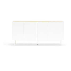 Bijela/u prirodnoj boji niska komoda u dekoru hrasta 165x78 cm Arista – Teulat