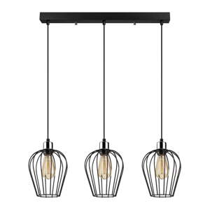 Crna viseća svjetiljka za 3 žarulje Opviq lights Tel Long