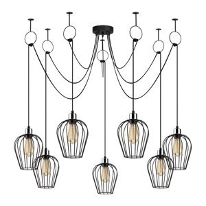 Crna viseća svjetiljka za 6 žarulja Opviq lights Tel