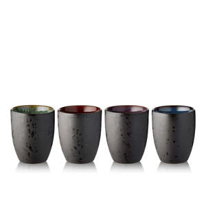 Set s 4 crne termo šalice od kamenine Bitz Basics Black, 270 ml