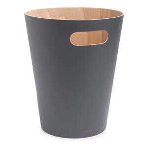 Tamno siva drvena kanta za smeće 7,5 l Woodrow – Umbra
