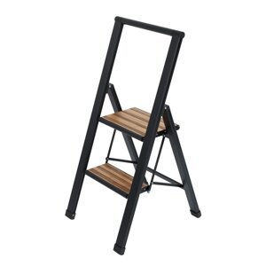 Crne aluminijske protuklizne sklopive ljestve Wenko Stepladder II.