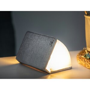 Siva LED stolna lampa s tekstilnim sjenilom (visina 2,5 cm) Booklight – Gingko