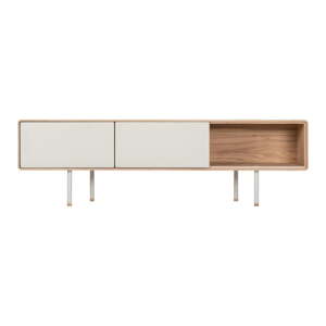 Bijela/u prirodnoj boji TV komoda od punog hrasta 160x48 cm Fina – Gazzda