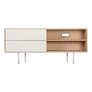 Bijela/u prirodnoj boji TV komoda od punog hrasta 150x64 cm Fina – Gazzda