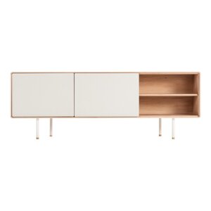 Bijela/u prirodnoj boji TV komoda od punog hrasta 180x64 cm Fina – Gazzda