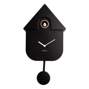 Crni zidni sat s klatnom Karlsson Modern Cuckoo, 21,5 x 41,5 cm