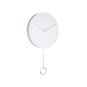 Bijeli zidni sat s klatnom Karlsson Pendulum, ø 34 cm