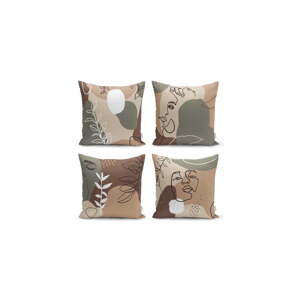 Set od 4 jastučnice Minimalist Cushion Covers Drawing Face, 43 x 43 cm