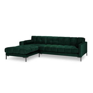 Tamnozelena baršunasta kutna garnitura Cosmopolitan Design Bali, lijevi kut