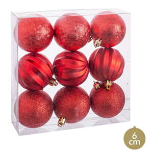 Set od 9 božićnih ukrasa crvene boje Unimasa, ø 6 cm