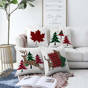 Set od 4 jastučnice od chenille Minimalističke navlake za jastuke Leaf, 55 x 55 cm