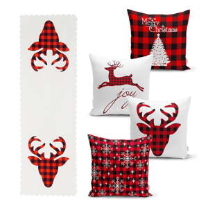 Set od 4 božićne jastučnice i gazišta na stolu Minimalističke navlake za jastuke Božićni tartan