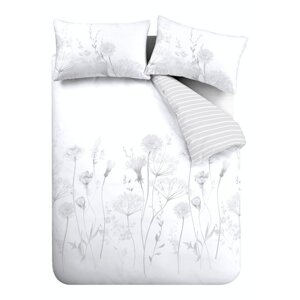 Bijelo-siva posteljina Catherine Lansfield Meadowsweet Floral, 135 x 200 cm