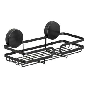 Crna zidna polica za kupaonicu Wenko Static-Loc® Pavia, širine 26 cm