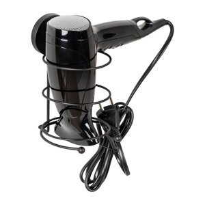 Crni zidni nosač za sušilo za kosu Wenko Vacuum-Loc® Milazzo