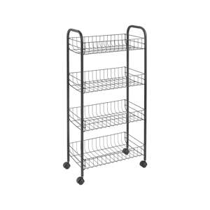 Crna metalna mobilna polica 41x84 cm Ascona – Metaltex