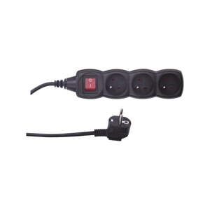Crni produžni kabel s 3 utičnice i prekidačem EMOS, 3m