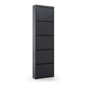 Antracitni metalni cipelar s 5 preklopnih ladica Kave Home Rox