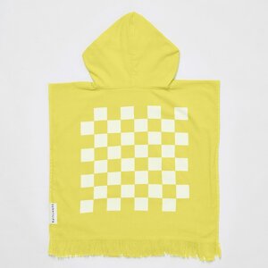 Žuti dječji ručnik za plažu s kapuljačom Sunnylife Checkerboard, 3-6 god