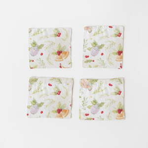Set od 4 lanena podmetača Linen Tales Merry, 10 x 10 cm