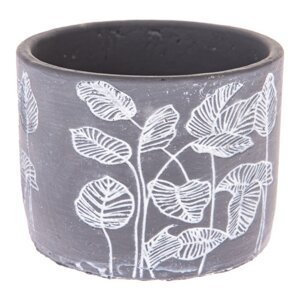 Siva betonska tegla za cvijeće na metalnom stalku Dakls Flowery, ø 13,5 cm