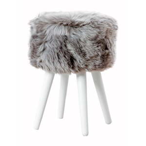 Stolica sa sivim sjedištem od ovčjeg krzna Native Natural White, ⌀ 30 cm
