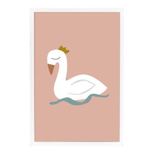Zidni plakat u bijelom okviru Bloomingville Mini Xander Swan, 45 x 65 cm