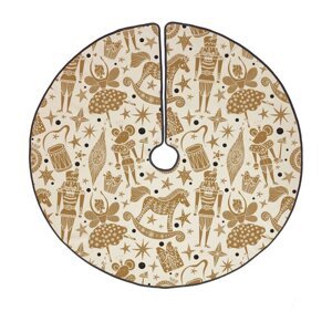 Pamučni tepih ispod božićnog drvca Butter Kings Golden Nut Cracker, ø 130 cm