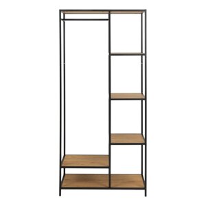 Crni/u prirodnoj boji otvoreni ormar u dekoru hrasta 77x165 cm Seaford – Actona